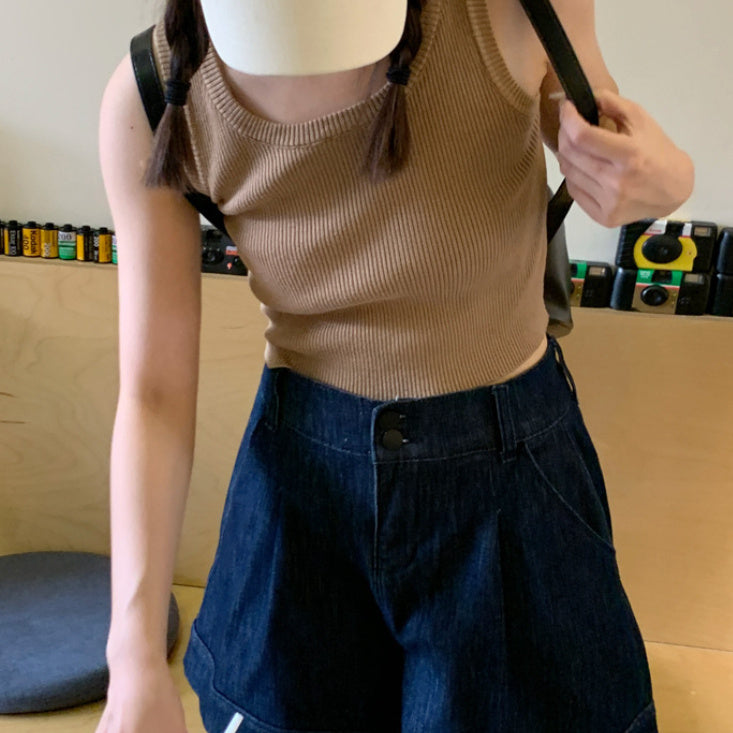 Susan – Shorts en Denim Taille Haute Évasés