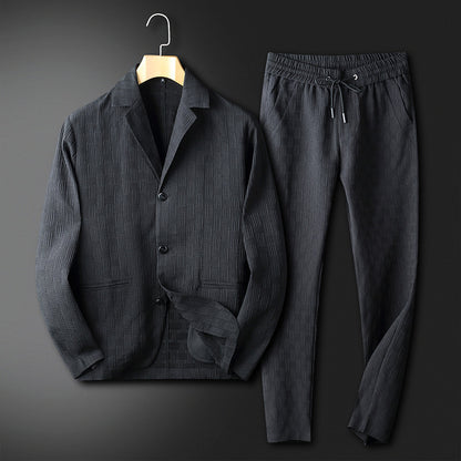 Jordan – Costume décontracté plissé à motif sombre de luxe léger