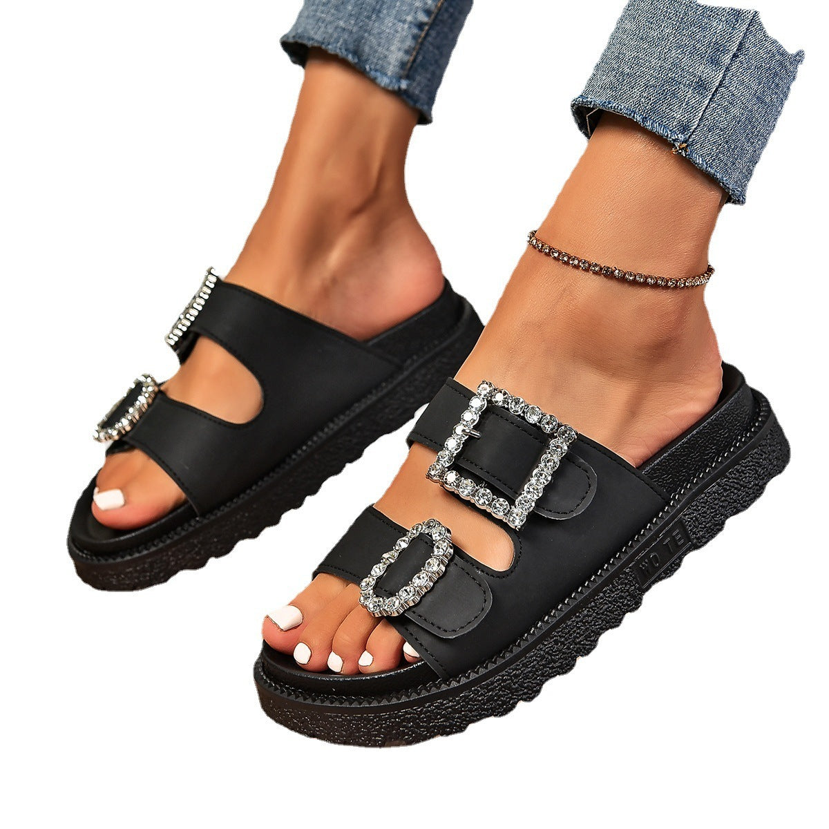 Diana – Sandales à Plateforme avec Boucle et Strass
