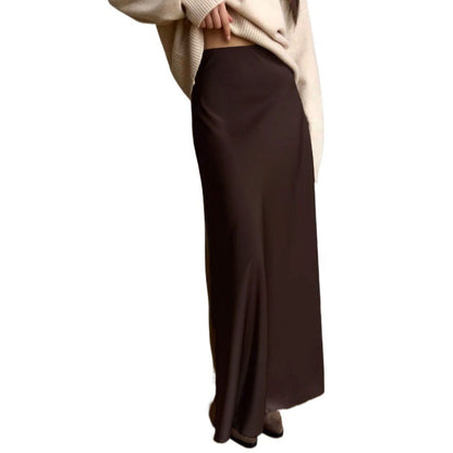 Katie – Jupe Sirène Taille Haute en Satin