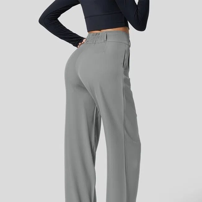 Megan – Pantalon en Soie Cool à Taille Haute avec Boutons