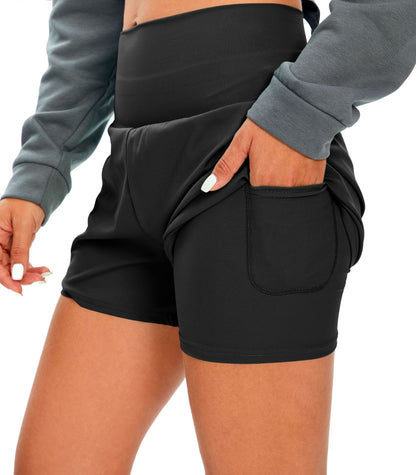 Judith – Short de Yoga Anti-exposition Taille Haute avec Poche
