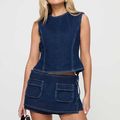 Janet – Culotte en Denim avec Poches et Lacets