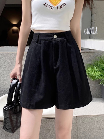 Sharon – Shorts en Velours Côtelé Taille Haute Décontractés