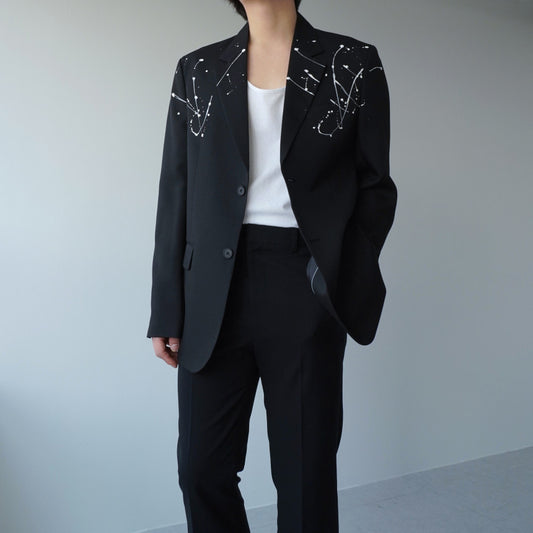 Jessica – Veste de costume avec taches de peinture blanches, élégante et polyvalente