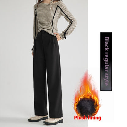 Heather – Pantalon Droit Décontracté en Laine Épais