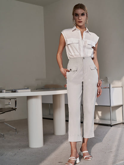 Emma – Pantalon Commuter Droit à Taille Haute
