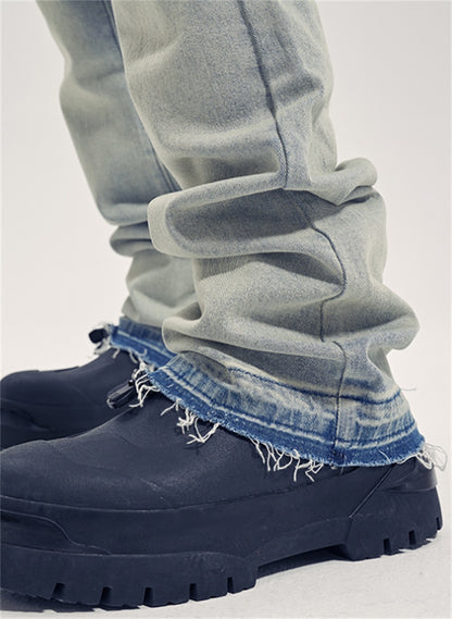 Garry – Jean Évasé Tendance Slim Fit Usé et Effiloché