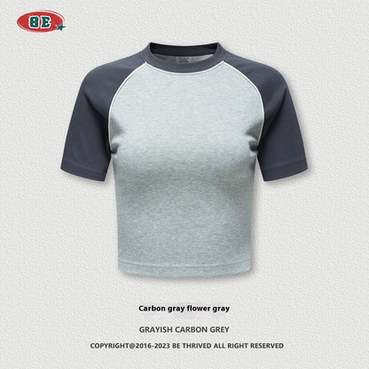 Susan – T-shirt Court Rétro Femme avec Manches Raglan Contrastées