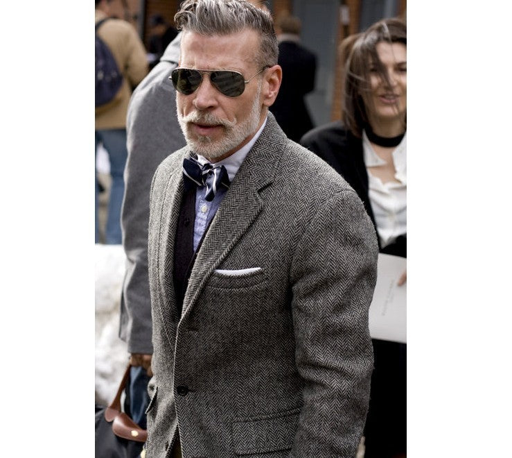 Allan – Veste décontractée en tweed vintage à chevrons