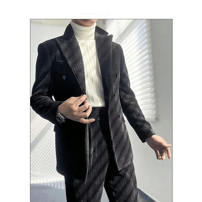 Eric – Costume rétro en velours côtelé simple