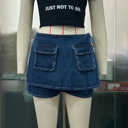 Janet – Culotte en Denim avec Poches et Lacets