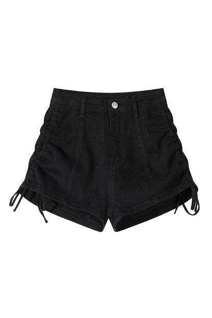 Linda – Shorts Évasés en Denim à Taille Haute avec Cordon