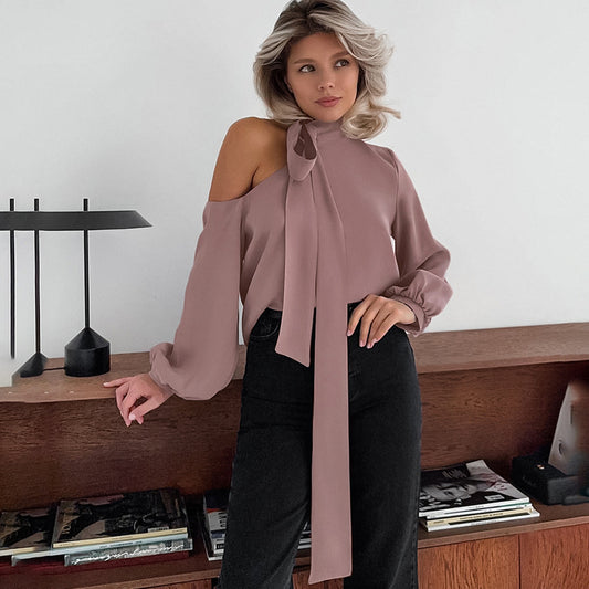 Ruby – Chemise Épaule Dénudée À Col Irrégulier