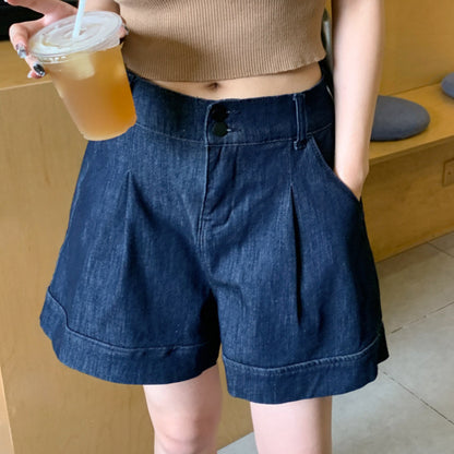 Susan – Shorts en Denim Taille Haute Évasés