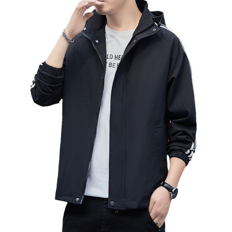 Tristan – Veste décontractée à rayures avec chapeau détachable