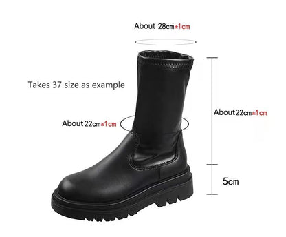 Ann – Bottes Hautes Stretch à Talon Compensé