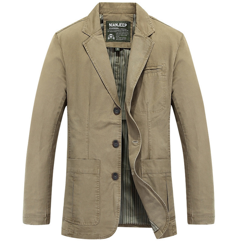 Julian – Veste décontractée à boutons simple en coton pur grande taille