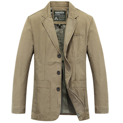 Julian – Veste décontractée à boutons simple en coton pur grande taille