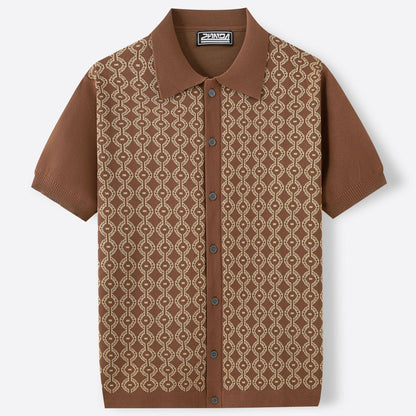 Ron – Cardigan en Tencel à Manches Courtes avec Jacquard pour Homme