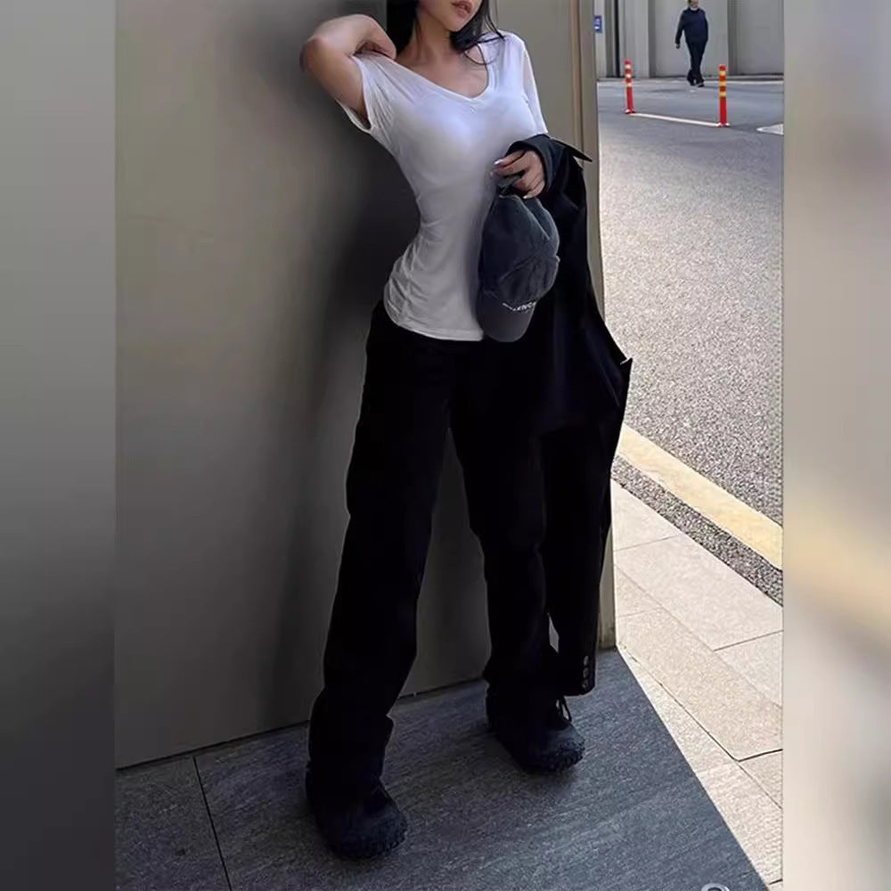 Patricia – Haut Slim à Manches Courtes et Col V