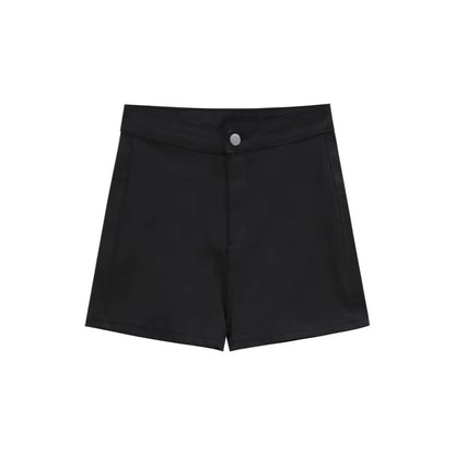 Tracy – Shorts en Denim Noir Taille Haute