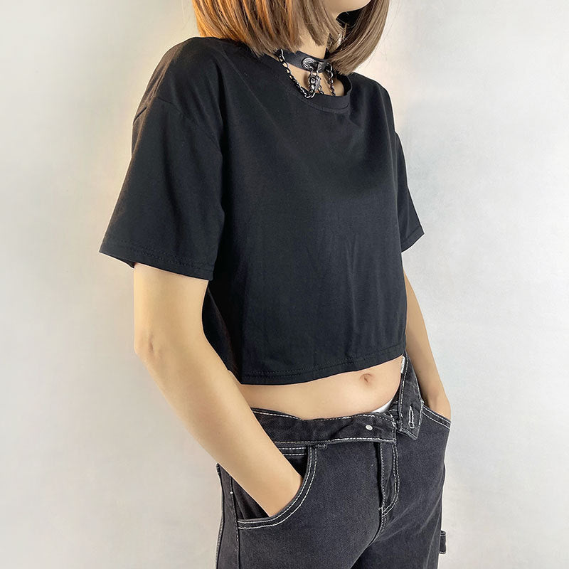 Miranda – T-shirt Court Papillon en Dentelle Noire