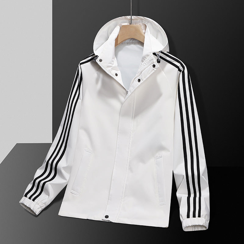 Tristan – Veste décontractée à rayures avec chapeau détachable