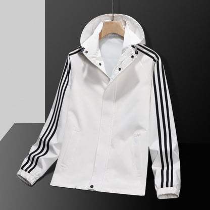 Tristan – Veste décontractée à rayures avec chapeau détachable