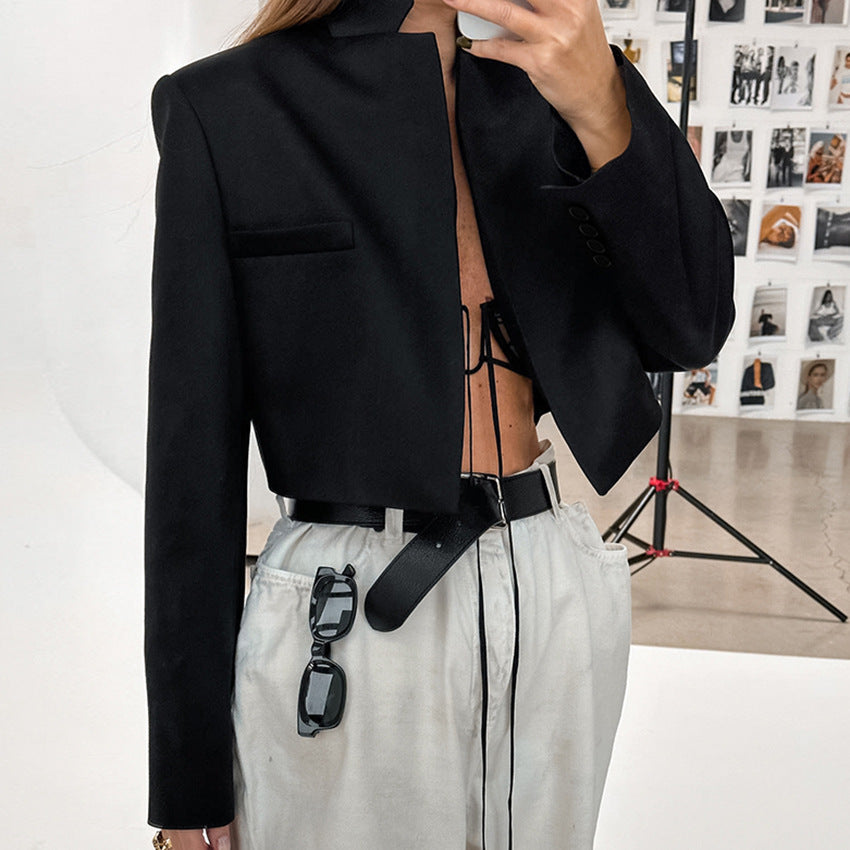 Mary – Veste de Costume Courte de Mode en Couleur Unie