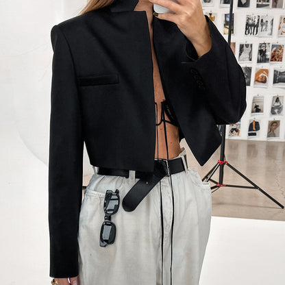 Mary – Veste de Costume Courte de Mode en Couleur Unie