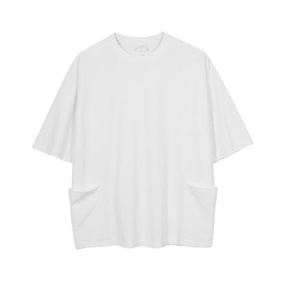 Fred – T-shirt Décontracté Simple avec Poche et Manches Courtes Effilochées
