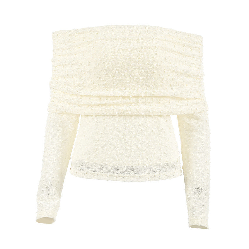 Kathryn – Haut à manches longues avec col en tricot jacquard