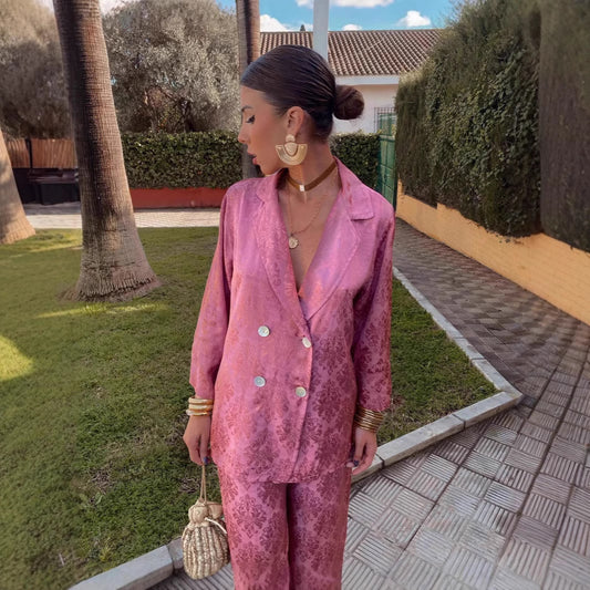 Denise – Ensemble Blazer Mode Européenne et Américaine à Jambes Larges