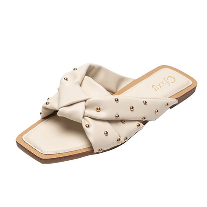 Joan – Sandales Croisées à Rivets en Tissage