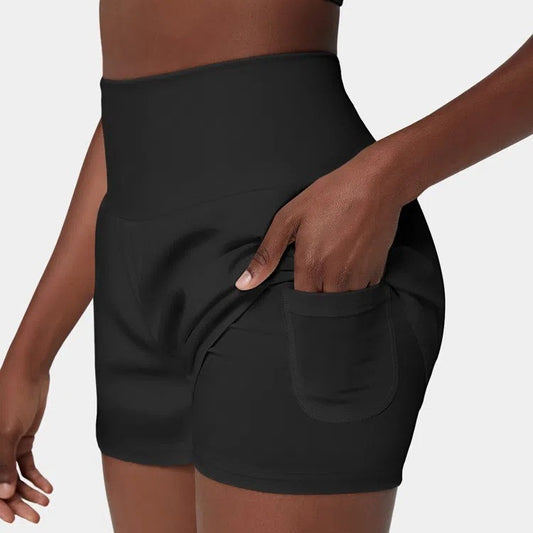 Judith – Short de Yoga Anti-exposition Taille Haute avec Poche