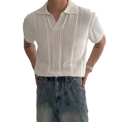 Donald – Polo à Mailles Creuses en Tricot Manches Courtes
