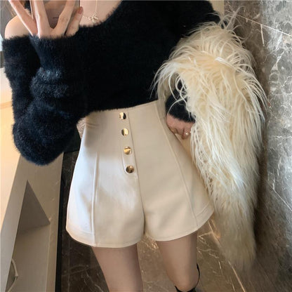 Natalie – Shorts Décontractés Taille Haute à Boutons