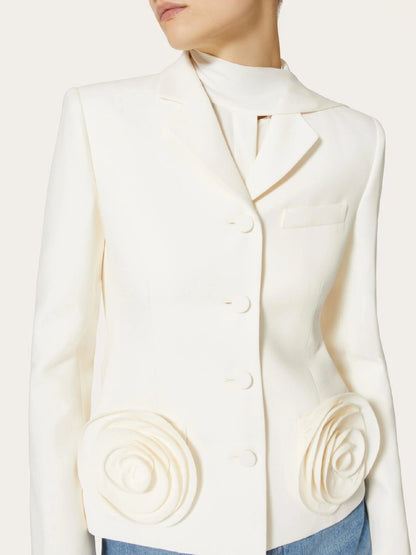 Melissa – Manteau de costume à manches longues à fleurs tridimensionnelles