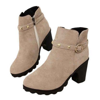 Danielle – Bottines à Talon Épais et Bout Rond