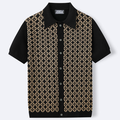 Ron – Cardigan en Tencel à Manches Courtes avec Jacquard pour Homme