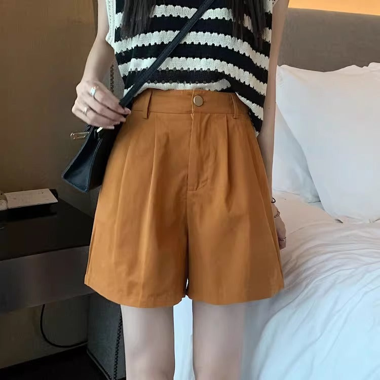 Sharon – Shorts en Velours Côtelé Taille Haute Décontractés