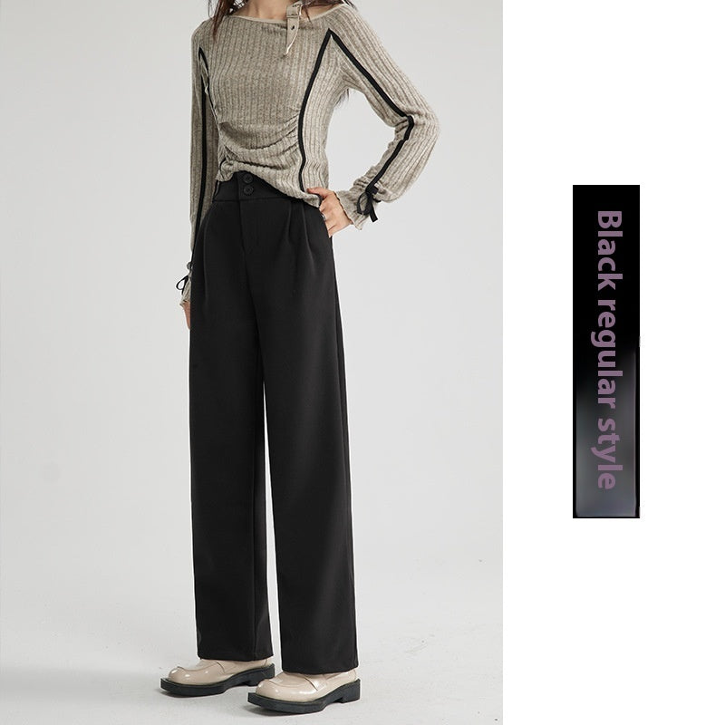 Heather – Pantalon Droit Décontracté en Laine Épais