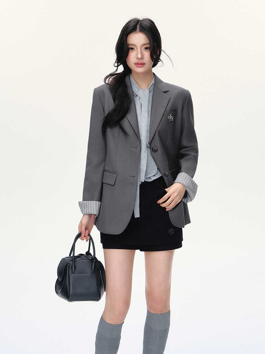 Donna – Veste de Costume Décontractée avec Manches Retroussées
