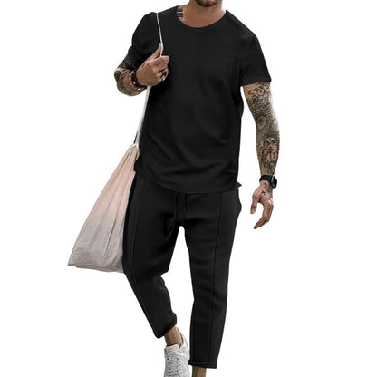 Glen – Ensemble T-shirt à Manches Courtes et Pantalons de Mode Décontractés pour Hommes