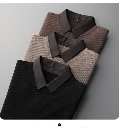 Samuel – Pull Tricoté Col Chemise Deux Pièces Pour Homme