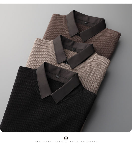 Samuel – Pull Tricoté Col Chemise Deux Pièces Pour Homme