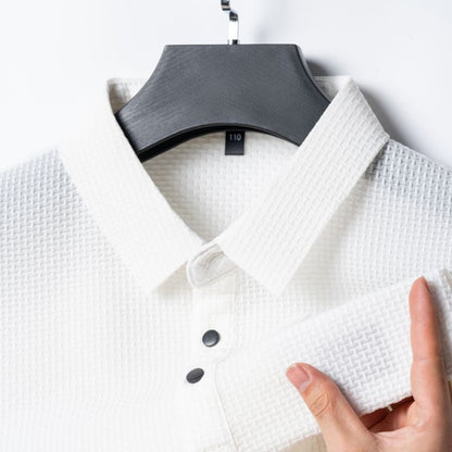 Rhys – Polo Jacquard à Manches Courtes en Soie de Glace