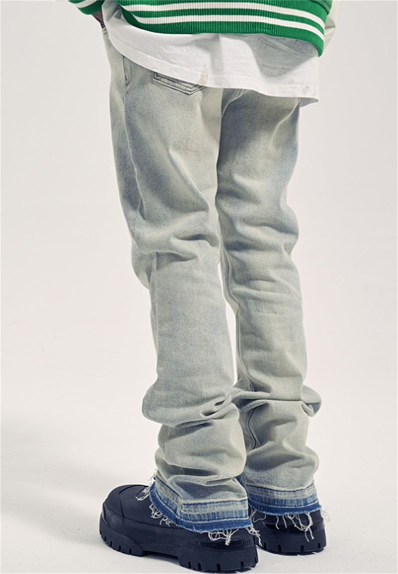 Garry – Jean Évasé Tendance Slim Fit Usé et Effiloché