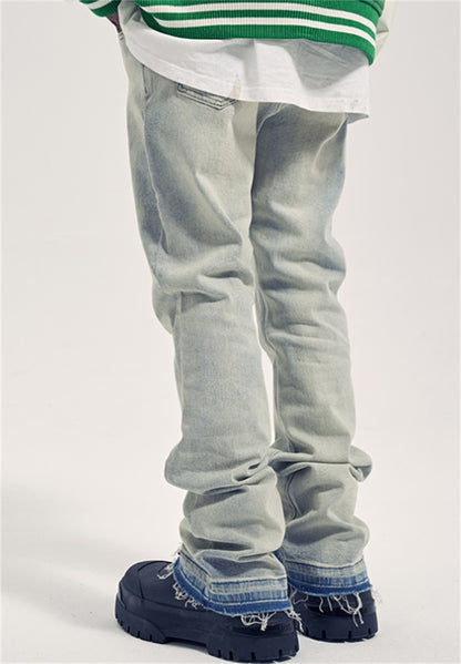 Garry – Jean Évasé Tendance Slim Fit Usé et Effiloché